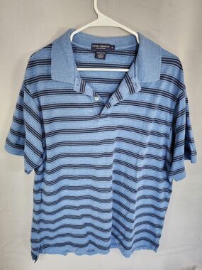 Daniel Cremieux Light Blue Polo with Navy Stripes